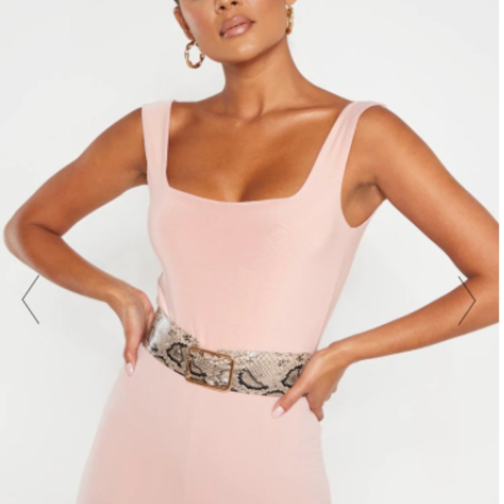 Light Pink Square Neck Bodysuit PrettyLittleThing